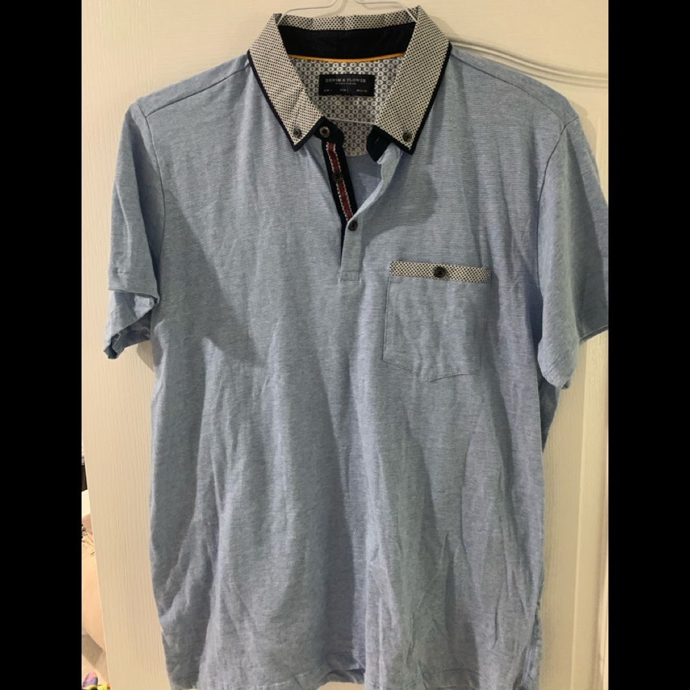 Casual blue Denim & Flower shirt size L